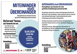 Banner MITEINANDER statt ÜBEREINANDER