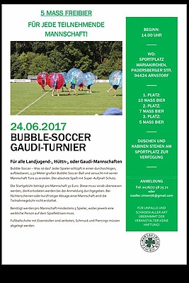 Banner Schlosspark VolXfest Mariakirchen "mit Partyband Notausstieg" und Bubble Soccer Turnier
